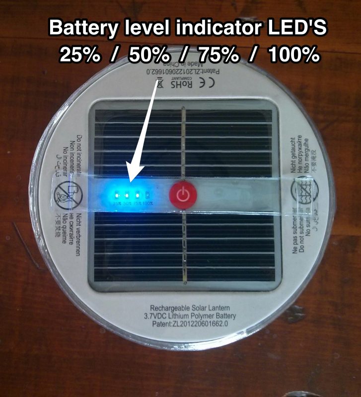 Solar Inflatable lantern with 4 battery level indicator lights