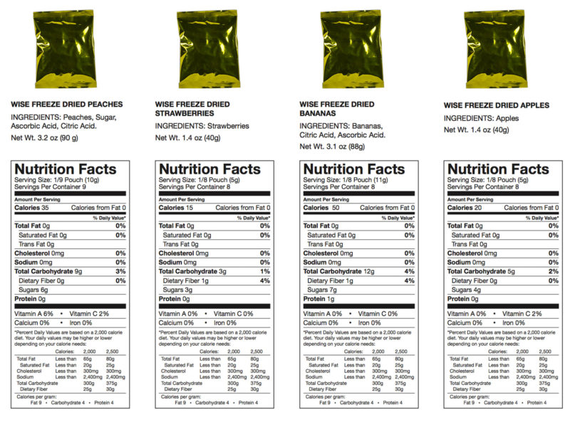 156 Serve Gluten Free Freeze Dried Fruit Emergency Bucket - Nutritional info and ingredients