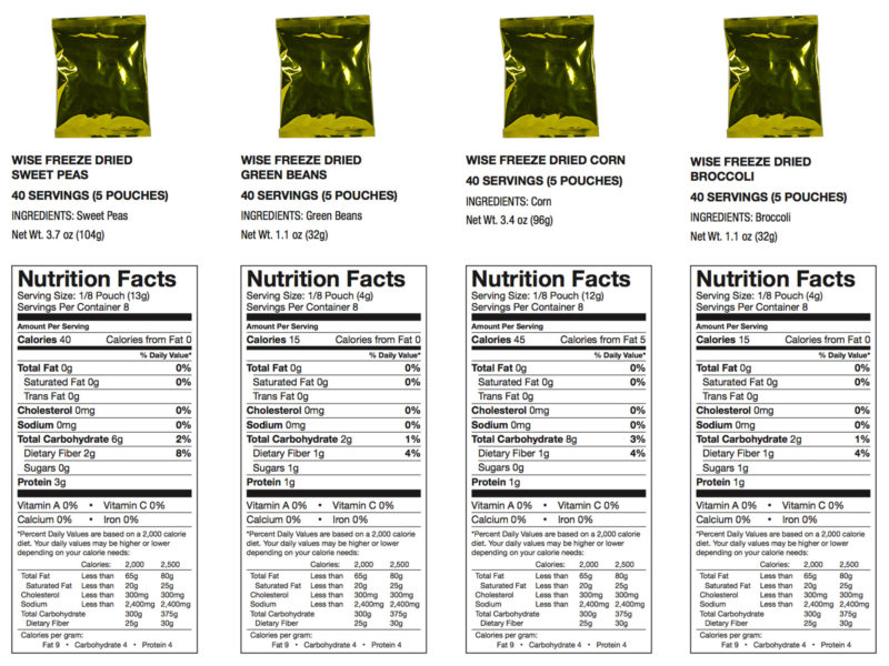 Gluten Free vegetables Emergency Food_Ingredients and Nutritional info1