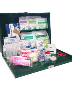 1 to 50 Person Workplace first aid kit - wallmounted in landscape format - open