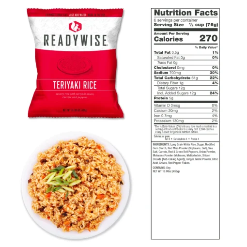 Emergency Food Gluten Free Teriyaki Rice Pouch